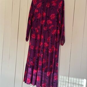 a new day tiered Long Sleeve Dress in Purple and Red Floral